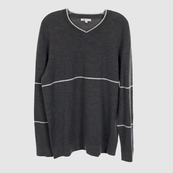 EUC Mens Size Large Horny Toad Gray Merino Wool Chandail Vector V-Neck Sweater - Picture 2 of 4